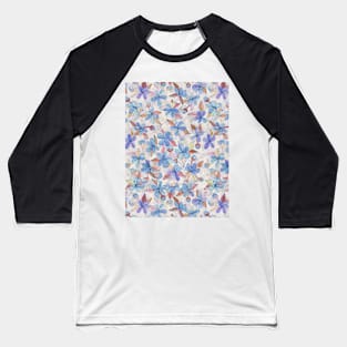 Purple Painted Floral Pattern Baseball T-Shirt